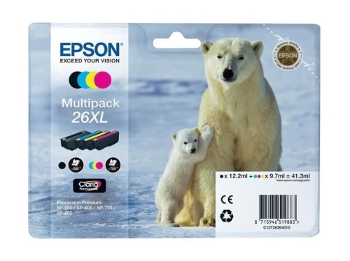 Tusz Epson 26XL C13T26364010 1 x 12,2ml + 3 x 9,7ml CMYK Oryginał no box