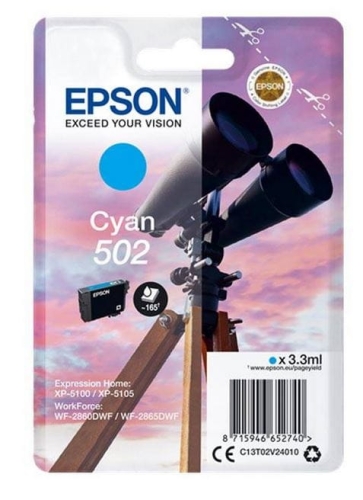 Tusz Epson 502 C13T02V24010 3,3ml C Oryginał no box
