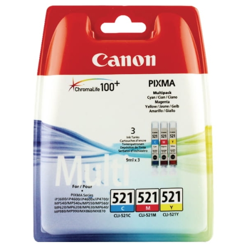 Tusz Canon CLI-521 2934B010 3 x 9ml CMY Oryginał no box