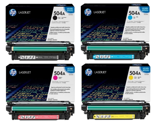 Toner HP 504A CE250A +  CE251A + CE252A + CE253A CMYK Oryginał no box